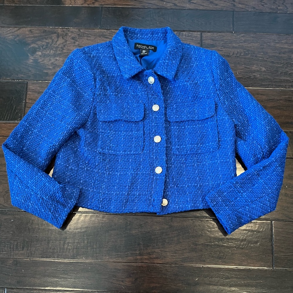 Rachel Zoe Royal Blue Cropped Jacket, Size Medium
